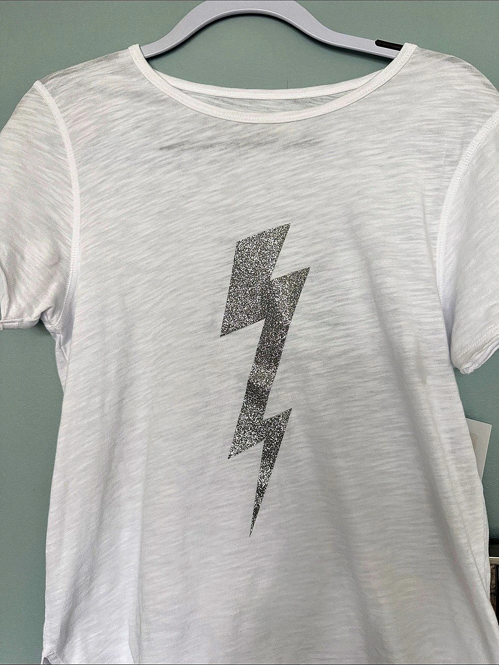 Elliott Lauren Short Sleeve Lightning Tee White XS NWT